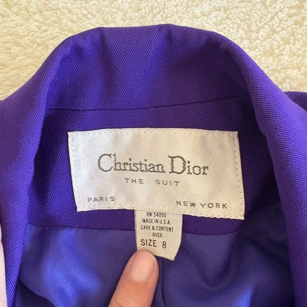 Christian Dior The Suit 1980's Purple Suit Skirt Set Wool Size 8 Purple Power - Picture 12 of 16
